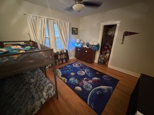 The boys' bedroom after the draft. Everything has a place.