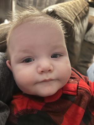 Baby Owen in flannel jammies